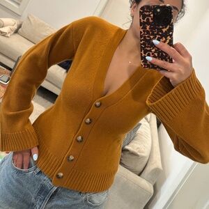 Naked Cashmere burnt yellow fitted cardigan Size Small
